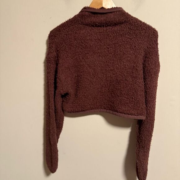 NWT SKIMS Garnet Cozy Knit Sherpa Teddy Cropped Pullover Half Zip Up Size XXS/XS - Picture 6 of 10